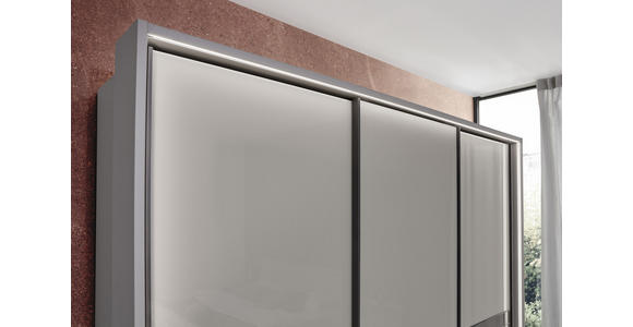 SCHWEBETÜRENSCHRANK in Braun, Grau - Schieferfarben/Braun, Design, Glas/Holzwerkstoff (300/217/67cm) - Dieter Knoll