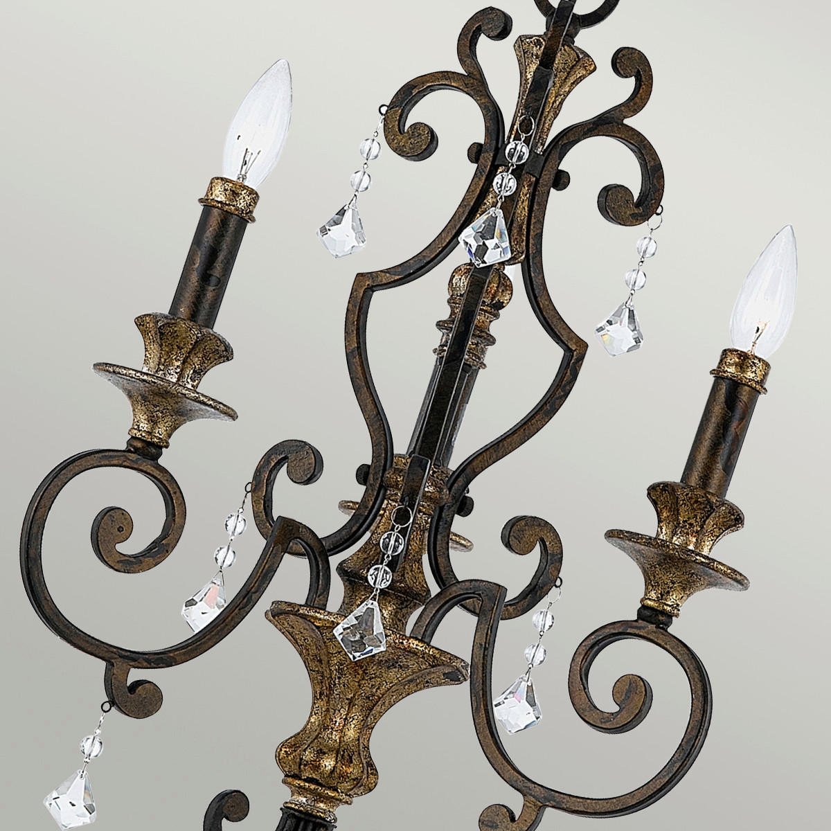 KRONLEUCHTER 45.7/70  cm    - Bronzefarben, Konventionell, Glas/Metall (45.7/70 cm) - Elstead Lighting