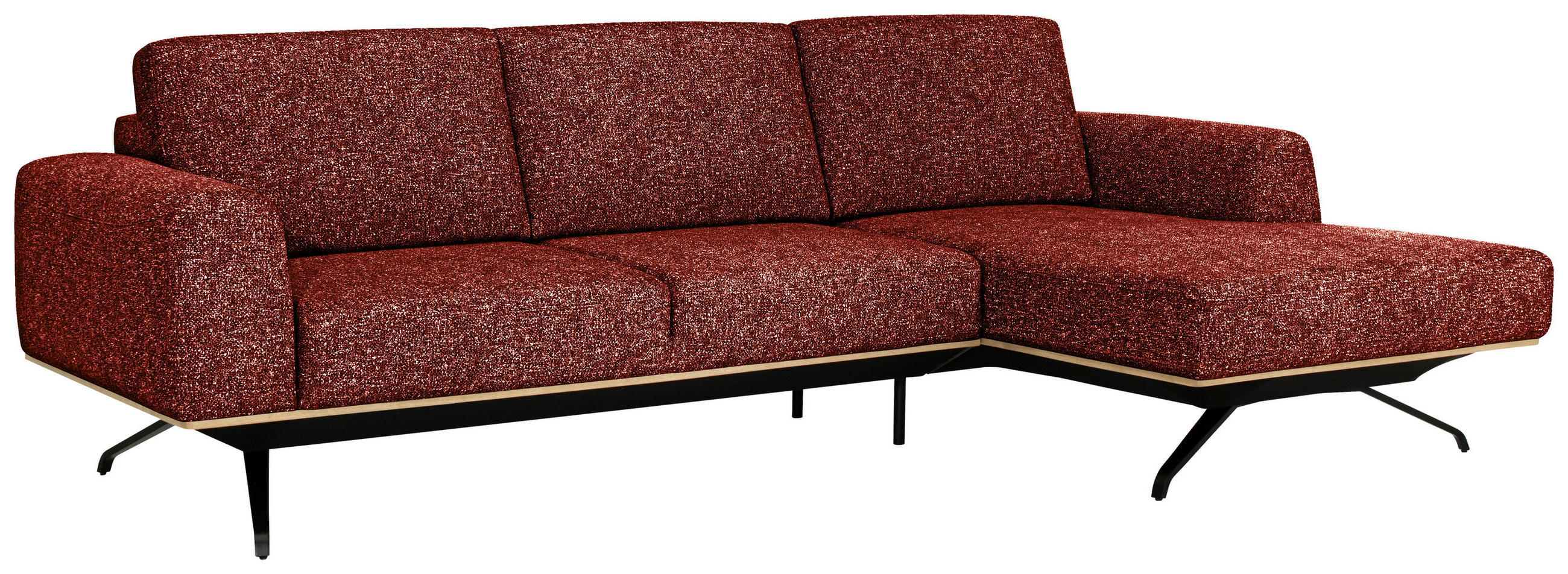ECKSOFA Rostfarben Struktur  - Rostfarben/Schwarz, Design, Textil/Metall (262/157cm) - Novel