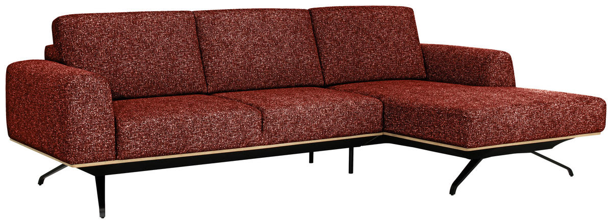 ECKSOFA in Struktur Rostfarben  - Rostfarben/Schwarz, Design, Textil/Metall (262/157cm) - Novel