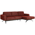 ECKSOFA Rostfarben Struktur  - Rostfarben/Schwarz, Design, Textil/Metall (262/157cm) - Novel