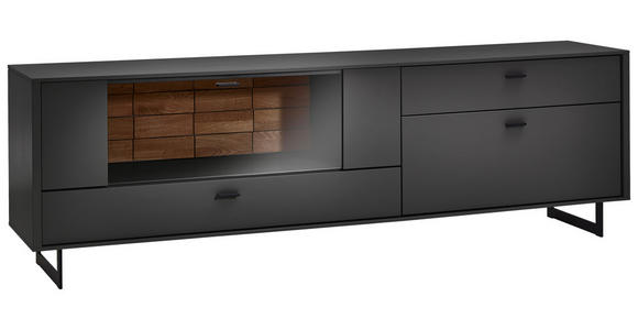 LOWBOARD  in 223,8/69,6/46,4 cm  - Eichefarben/Anthrazit, Design, Glas/Holz (223,8/69,6/46,4cm) - Novel