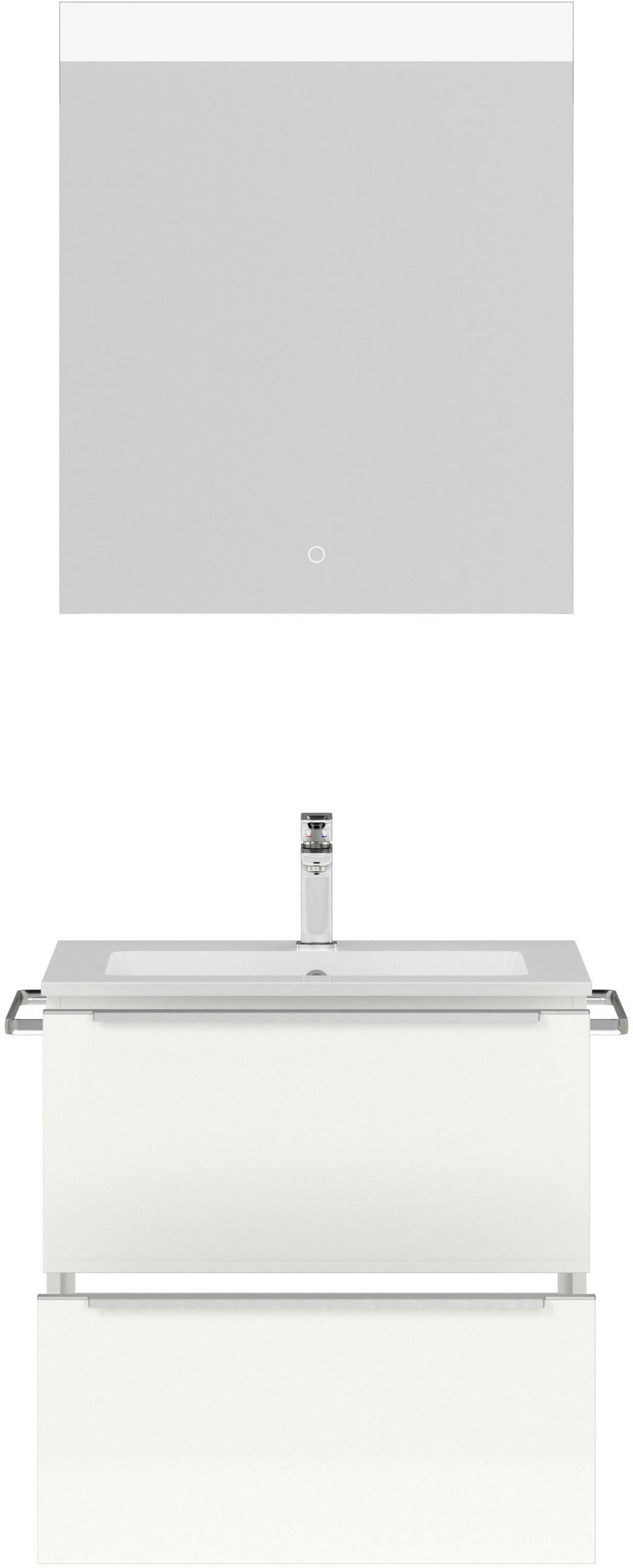 BADEZIMMER  in 61 cm  - Edelstahlfarben/Weiß Hochglanz, MODERN, Holzwerkstoff/Stein (61cm) - Nobilia