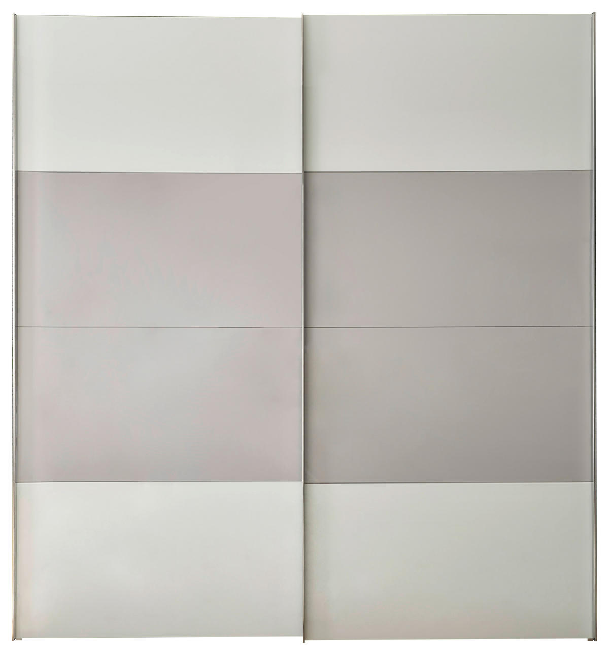 OMARA Z DRSNIMI VRATI, siva, bela  - barve kroma/siva, Moderno, kovina/leseni material (200/216/68cm) - MID.YOU