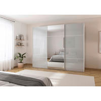 SCHWEBETÜRENSCHRANK in Grau, Weiss  - Weiss/Grau, Konventionell, Glas/Holzwerkstoff (271/223/68cm) - Novel