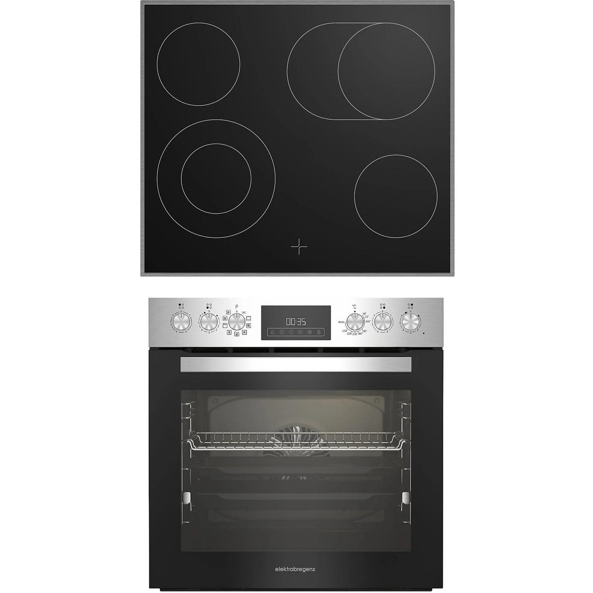 HERDSET HE64090XR  - Edelstahlfarben/Schwarz, Basics, Metall (59,4/59,5/56,7cm) - Elektra Bregenz