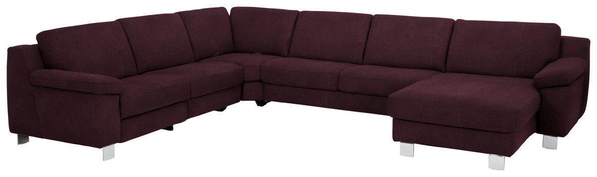 WOHNLANDSCHAFT in Mikrofaser Dunkelbraun  - Chromfarben/Dunkelbraun, Design, Textil/Metall (278/364/166cm) - Valdera