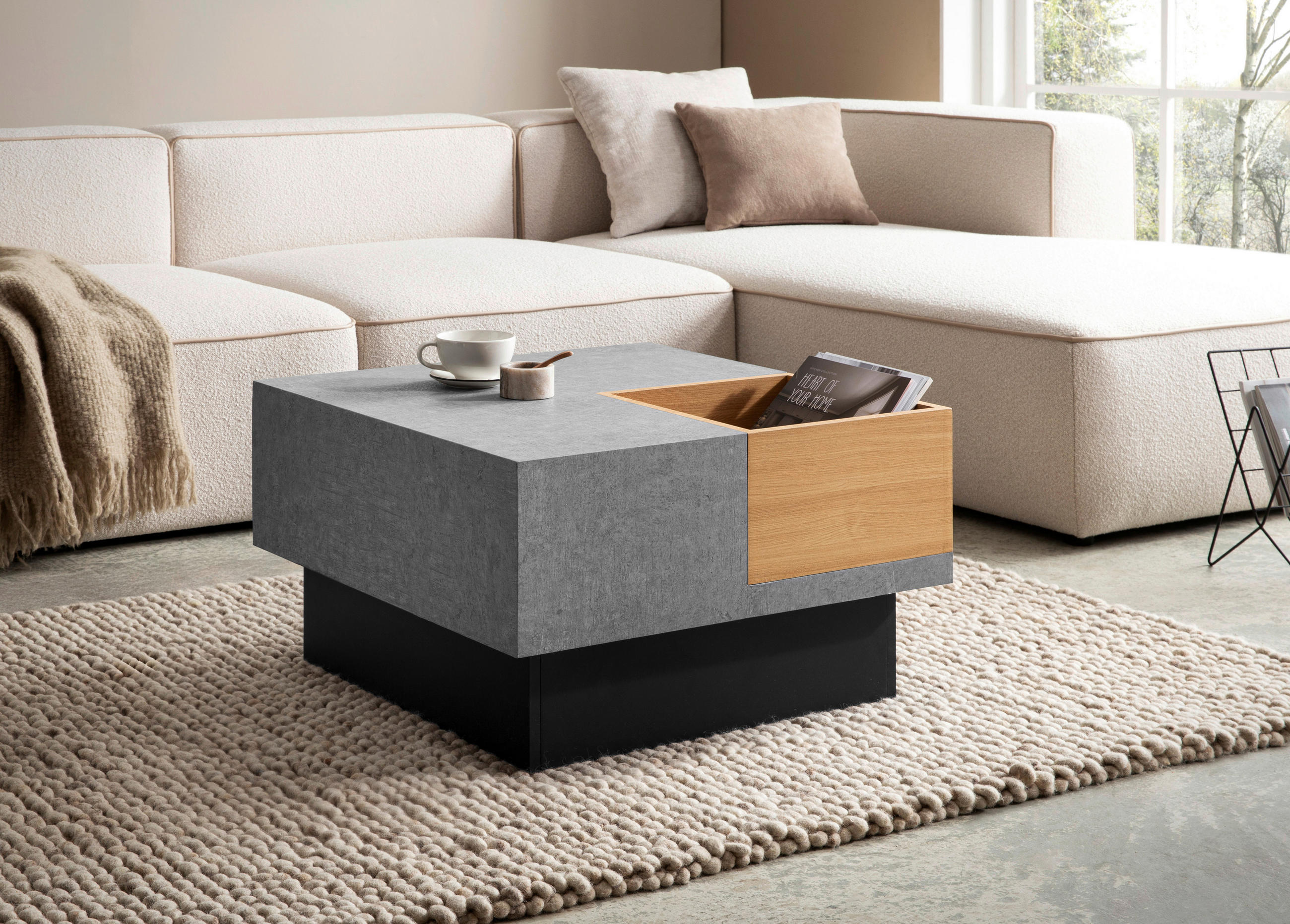 COUCHTISCH quadratisch Grau  - Schwarz/Grau, Design, Holzwerkstoff (65/40/65cm) - Livetastic