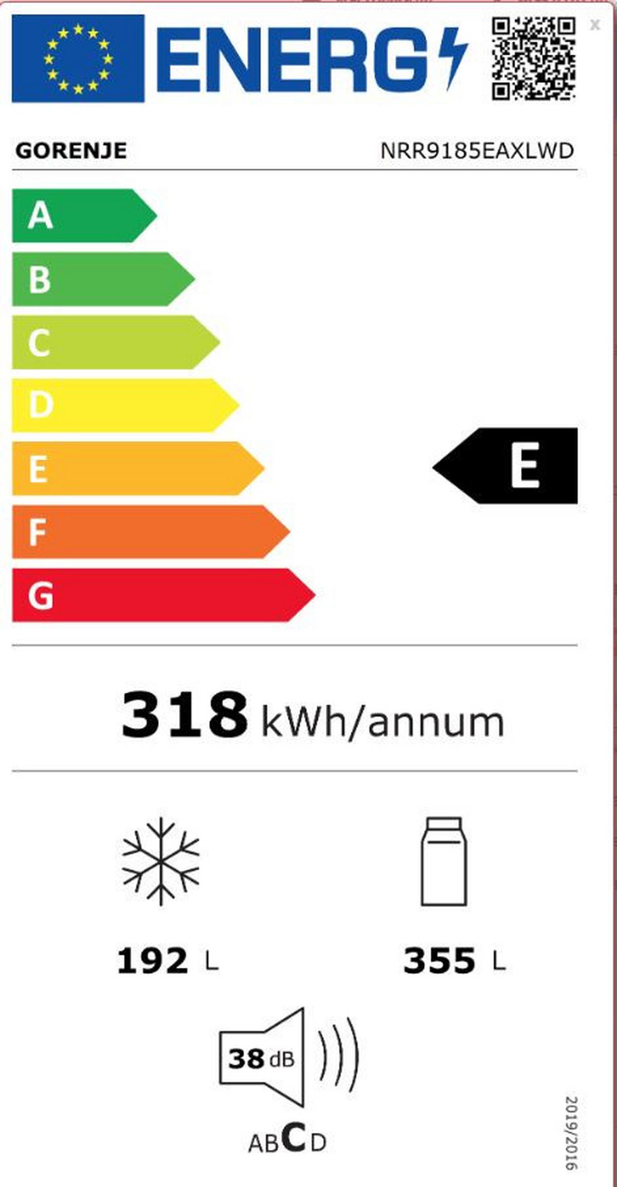 SIDE-BY-SIDE 91,5/178.5/67 cm NRR9185EAXLWD  - Edelstahlfarben, Basics, Metall (91,5/178.5/67cm) - Gorenje