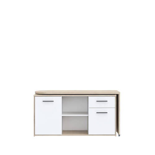 MASĂ DE SCRIS in metal, plastic, material pe bază de lemn 144/74,1/50 cm  - stejar Sonoma/alb, Modern, plastic/metal (144/74,1/50cm) - Ti'me