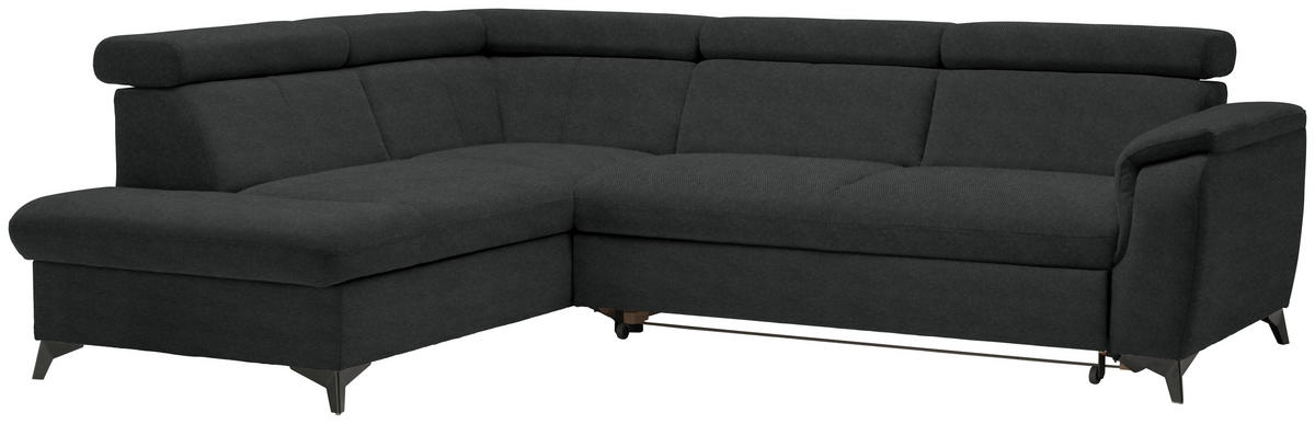 ECKSOFA in Webstoff Anthrazit  - Anthrazit/Schwarz, Design, Textil/Metall (203/260cm) - Stylife