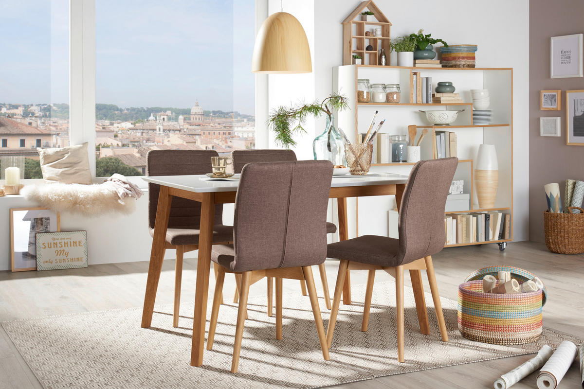 ESSTISCH in Holz, Holzwerkstoff 120/80/75 cm  - Eichefarben/Weiß, Design, Holz/Holzwerkstoff (120/80/75cm) - Carryhome