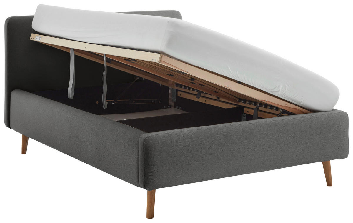 POLSTERBETT 140/200 cm  in Anthrazit  - Eichefarben/Birkefarben, Design, Holz/Textil (140/200cm) - Xora