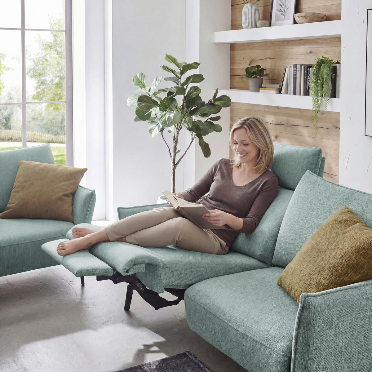 3-SITZER-SOFA Chenille Hellblau  - Schwarz/Hellblau, Konventionell, Textil/Metall (184/90/92cm) - Elegando