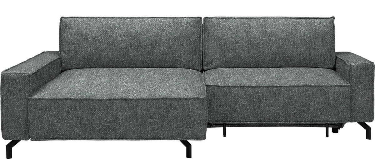 ECKSOFA  in Mikrofaser Graugrün  164/246 cm  - Schwarz/Graugrün, Design, Textil/Metall (164/246cm) - Sedda