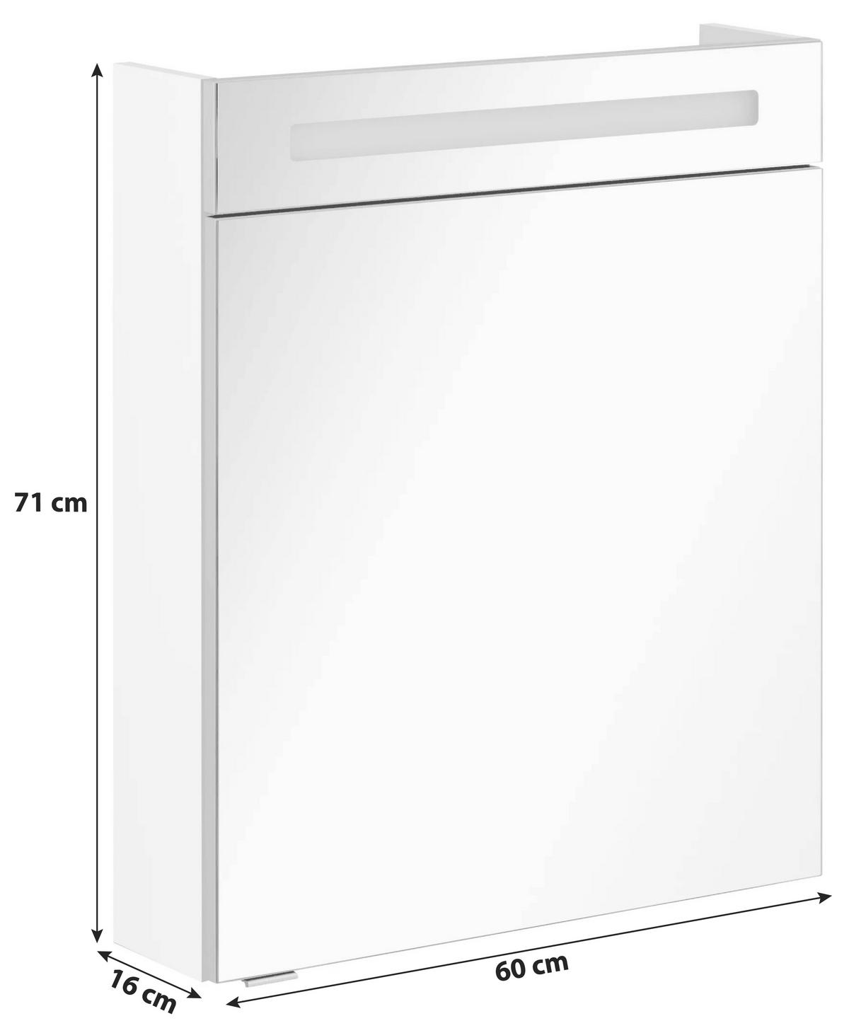 SPIEGELSCHRANK 60/71/16 cm  - Alufarben/Weiß, MODERN, Glas/Holzwerkstoff (60/71/16cm) - MID.YOU