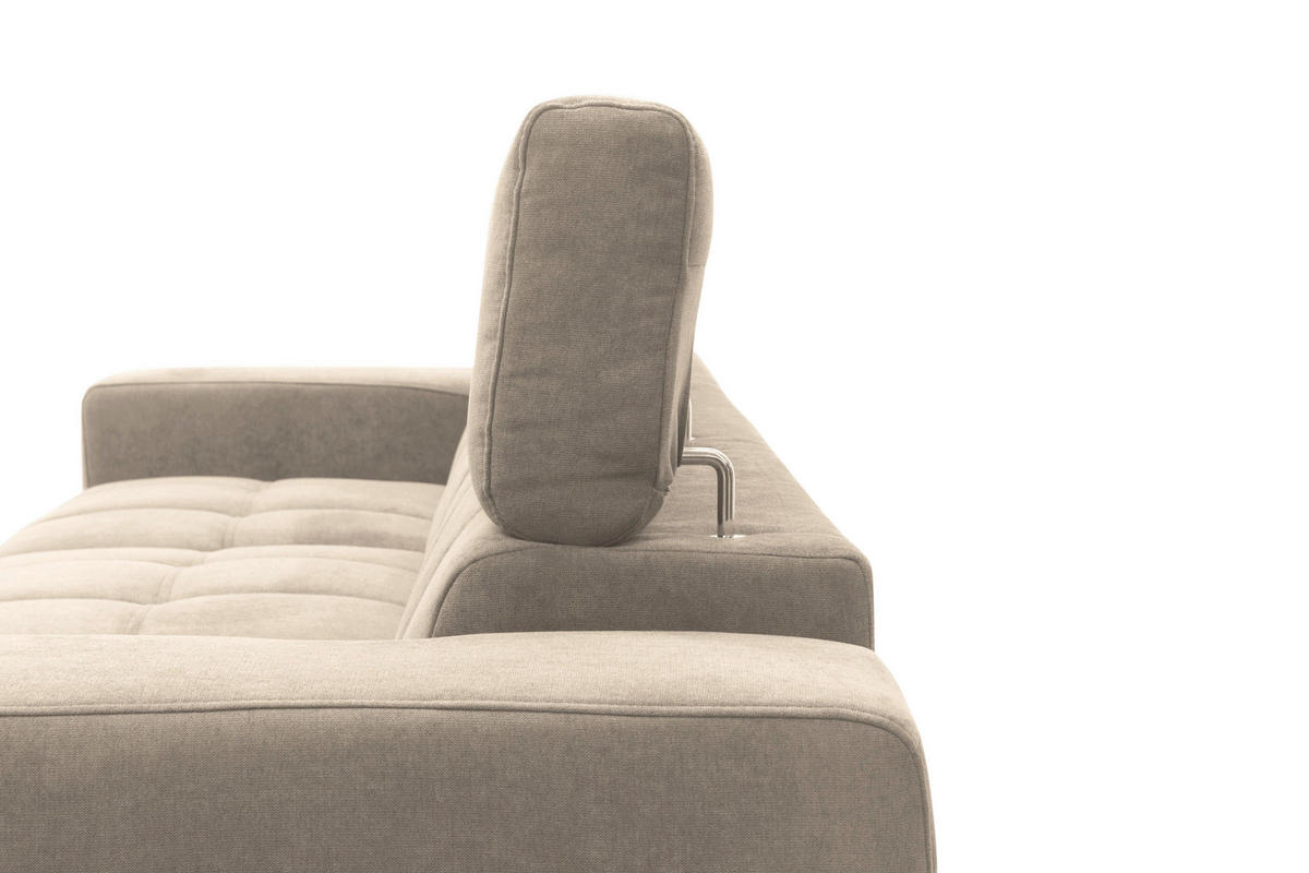 ECKSOFA TRENTO Taupe Mikrofaser  - Taupe/Dunkelgrau, MODERN, Textil/Metall (287/175cm) - MID.YOU