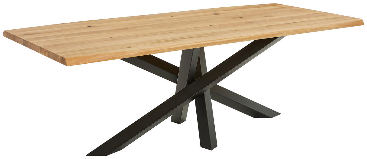 ESSTISCH in Holz 180/100/75 cm  - Eichefarben/Schwarz, LIFESTYLE, Holz/Metall (180/100/75cm) - Linea Natura