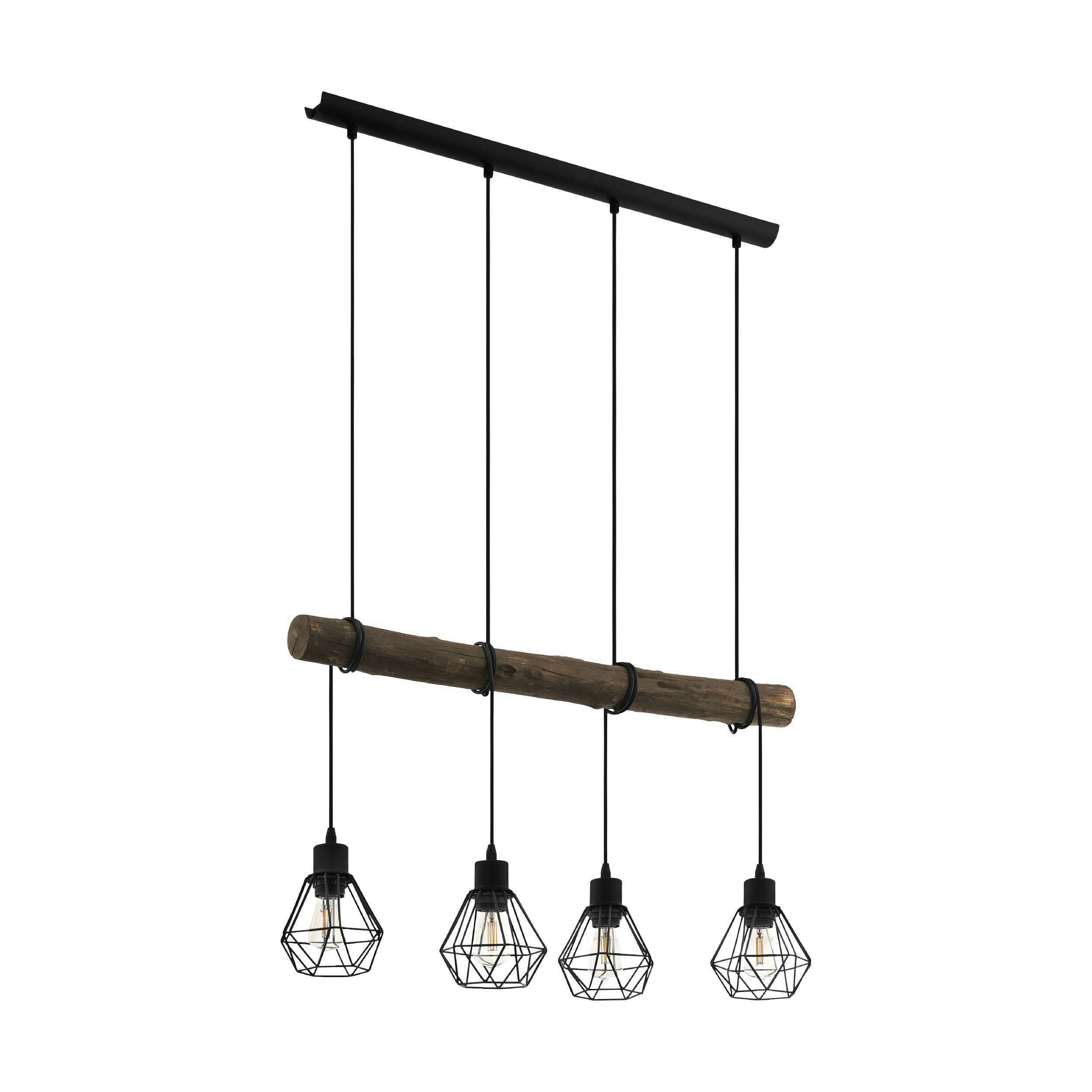 HÄNGELEUCHTE 71/14/110 cm    - Schwarz/Naturfarben, Natur, Holz/Metall (71/14/110cm) - Eglo