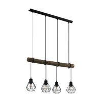 HÄNGELEUCHTE 71/14/110 cm    - Schwarz/Naturfarben, Natur, Holz/Metall (71/14/110cm) - Eglo
