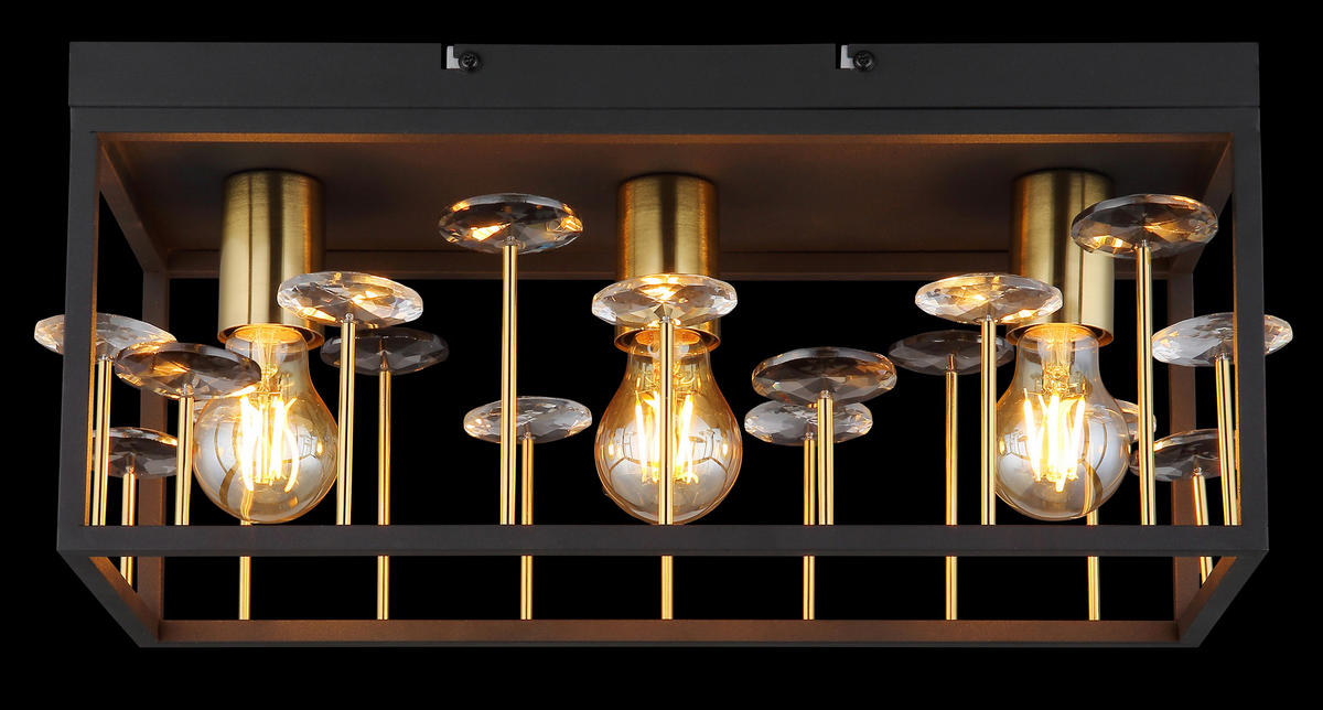 DECKENLEUCHTE    45/18/20 cm  - Klar/Goldfarben, Basics, Glas/Metall (45/18/20cm) - Globo