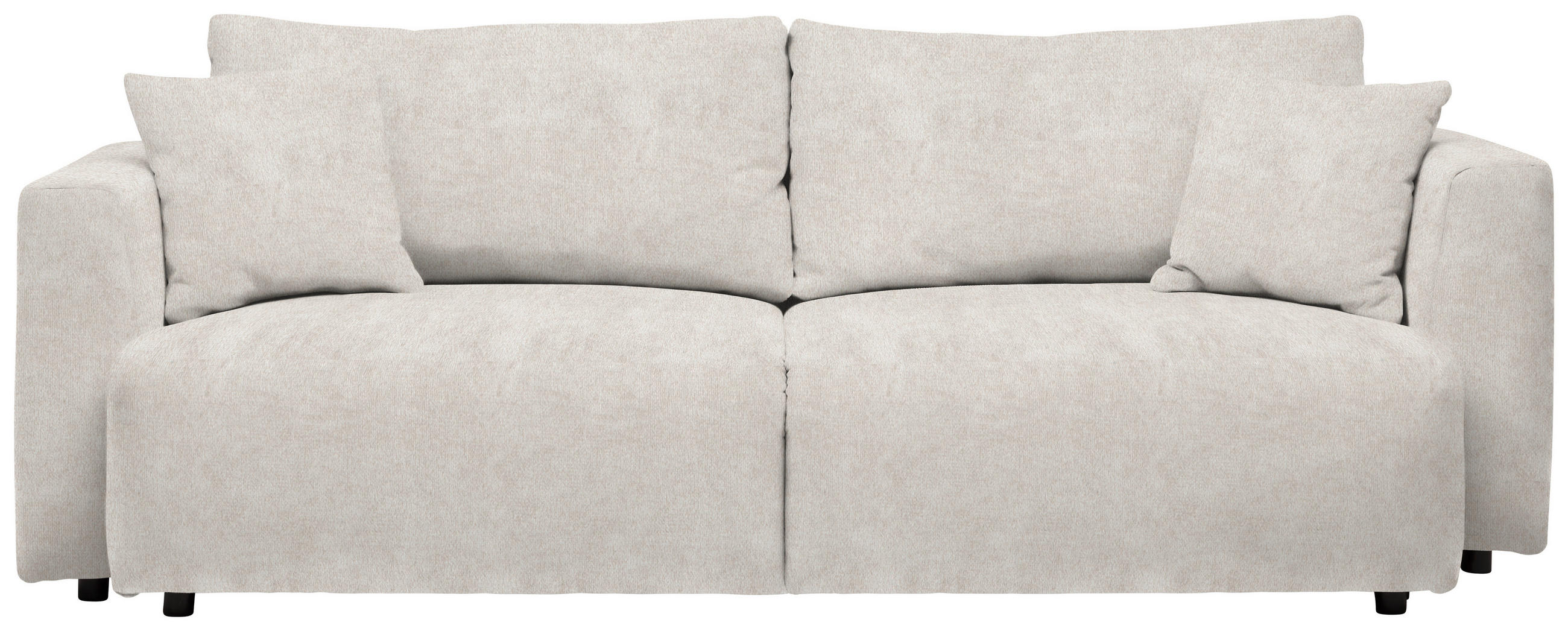 SCHLAFSOFA  mit Stoffauswahl, Schlafen auf Sitzhöhe, Rücken echt Velours Creme  - Creme/Schwarz, Design, Kunststoff/Textil (250/92/105cm) - Carryhome