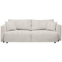 SCHLAFSOFA  mit Stoffauswahl, Schlafen auf Sitzhöhe, Rücken echt Velours Creme  - Creme/Schwarz, Design, Kunststoff/Textil (250/92/105cm) - Carryhome