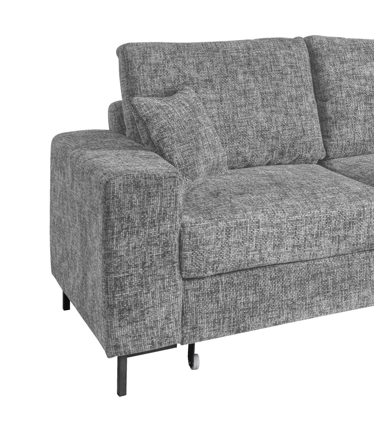 ECKSCHLAFSOFA  mit Rücken echt Struktur Silberfarben  - Silberfarben/Schwarz, KONVENTIONELL, Textil/Metall (237/143cm) - Livetastic