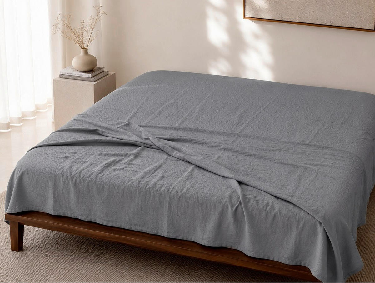 LEINENBETTTUCH 150/250 cm  - Grau, Basics, Textil (150/250cm)