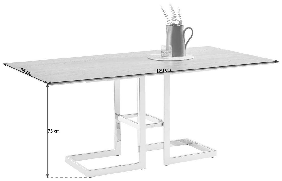 ESSTISCH in Metall, Holz 180/95/75 cm  - Edelstahlfarben/Eichefarben, Design, Holz/Metall (180/95/75cm) - Joop!