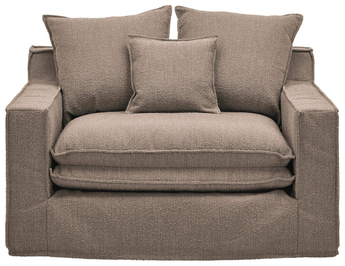 SESSEL Bouclé Braun    - Schwarz/Braun, Trend, Kunststoff/Textil (129/92/105cm) - Livetastic