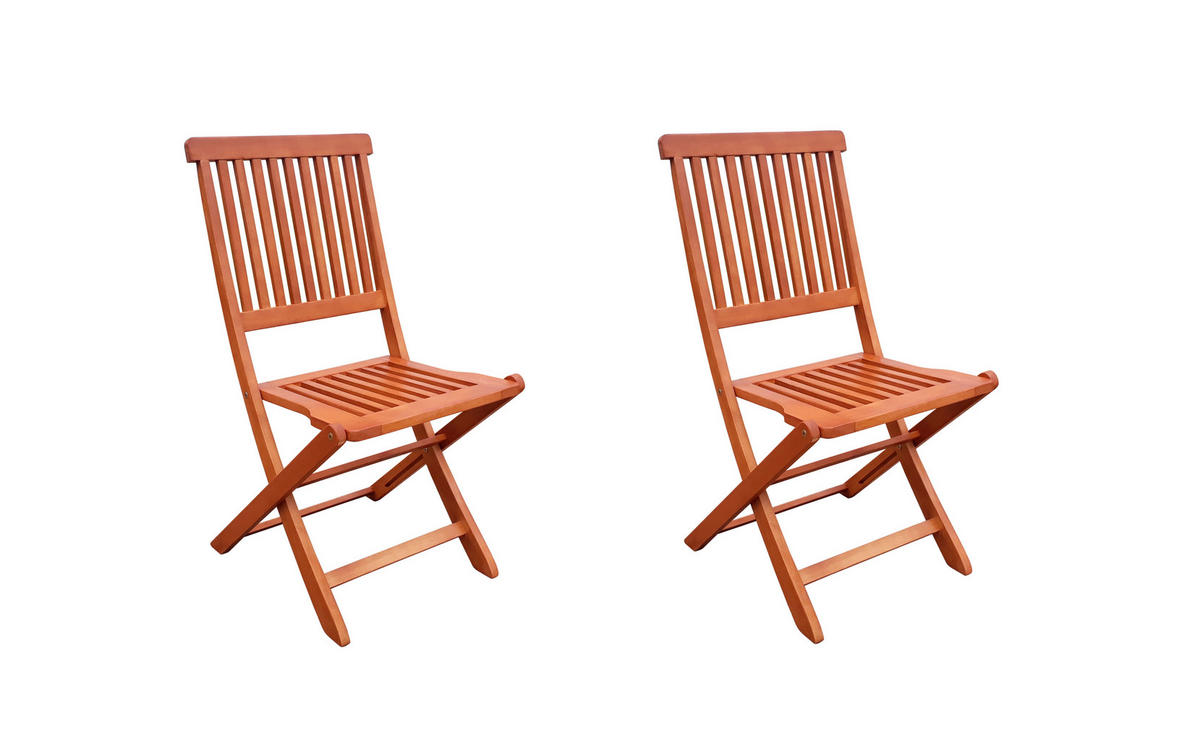 GARTENKLAPPSTUHL-SET in Holz Eukalyptusholzfarben  - Eukalyptusholzfarben, Basics, Holz (45/90/56cm) - Gardenson