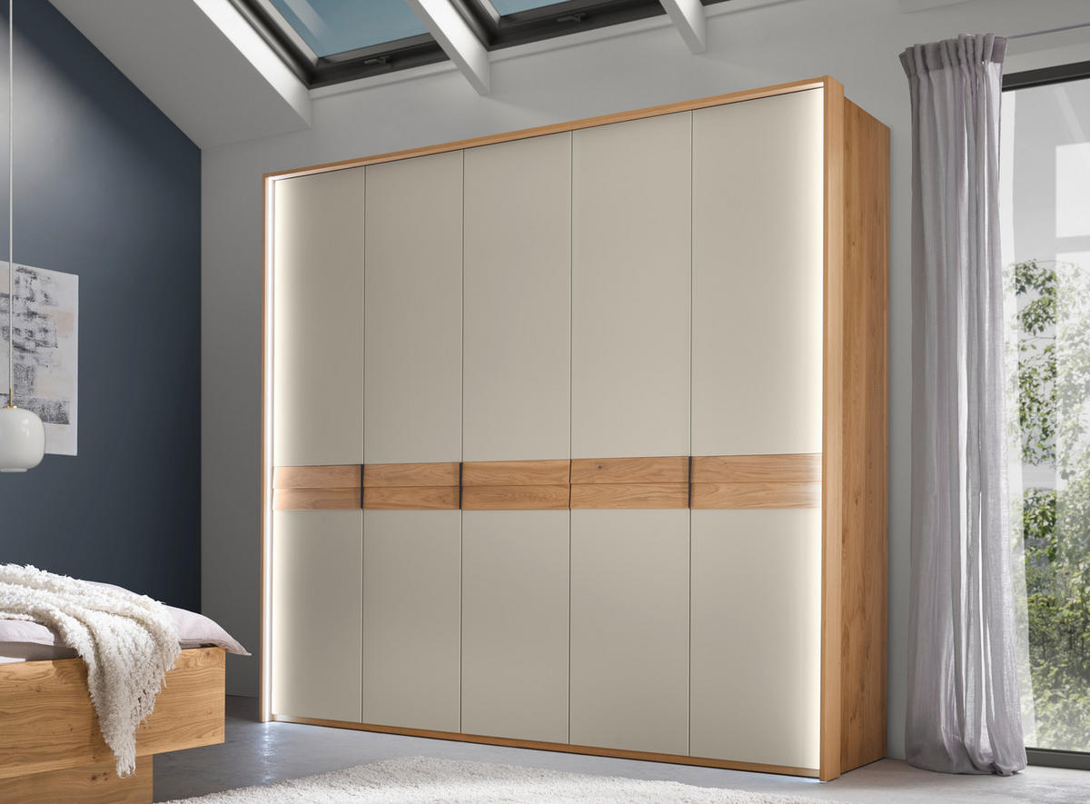DREHTÜRENSCHRANK 249,6/229,4/59,5 cm,  in Eichefarben, Sandfarben, 5 Tür(en)  - Sandfarben/Eichefarben, Design, Holz/Holzwerkstoff (249,6/229,4/59,5cm) - Dieter Knoll