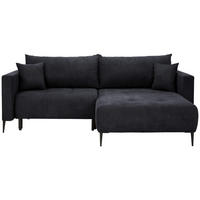 ECKSOFA in Velours Schwarz  - Schwarz, KONVENTIONELL, Textil/Metall (226/155cm) - Carryhome
