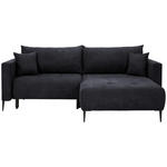 ECKSOFA in Velours Schwarz  - Schwarz, KONVENTIONELL, Textil/Metall (226/155cm) - Carryhome