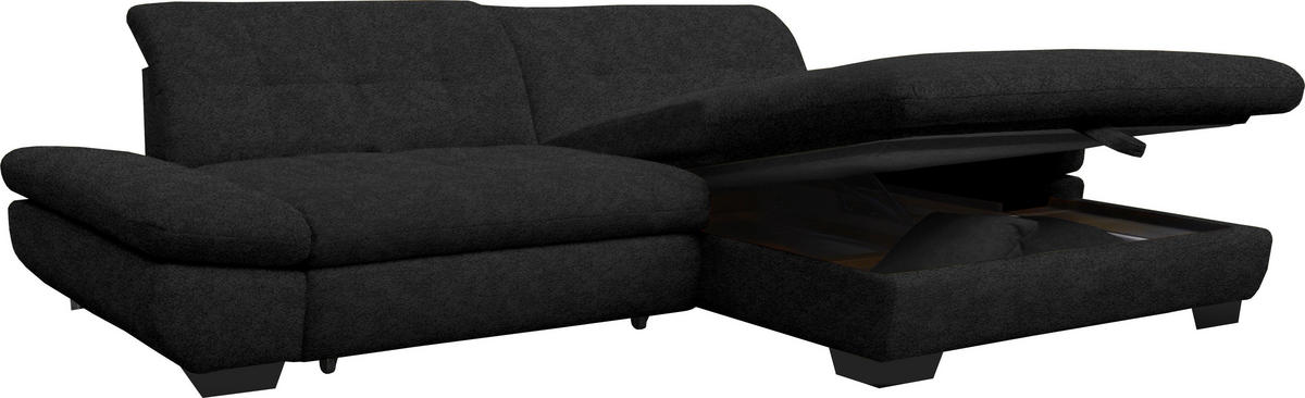 ECKSOFA in Mikrofaser Anthrazit  - Anthrazit/Schwarz, Design, Textil/Metall (290/198cm) - Xora