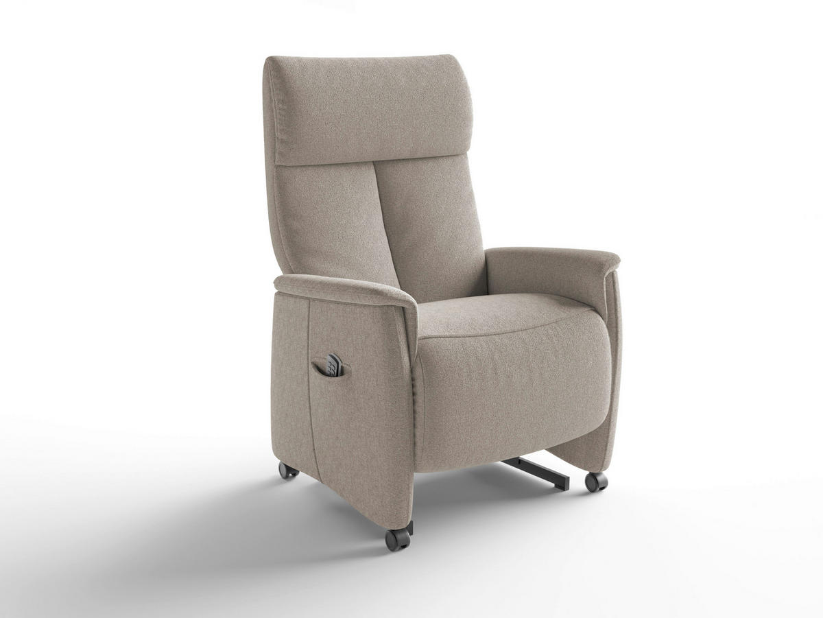 RELAXSESSEL TV CREMONA COMFORT E L3 Chenille Kopfteilverstellung, Fußteilverstellung, Rücken echt    - Taupe/Schwarz, Basics, Kunststoff/Textil (76/114/84cm) - Sit & More