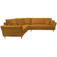 ECKSOFA in Cord Goldfarben  - Goldfarben/Schwarz, Design, Textil/Metall (256/294cm) - Livetastic