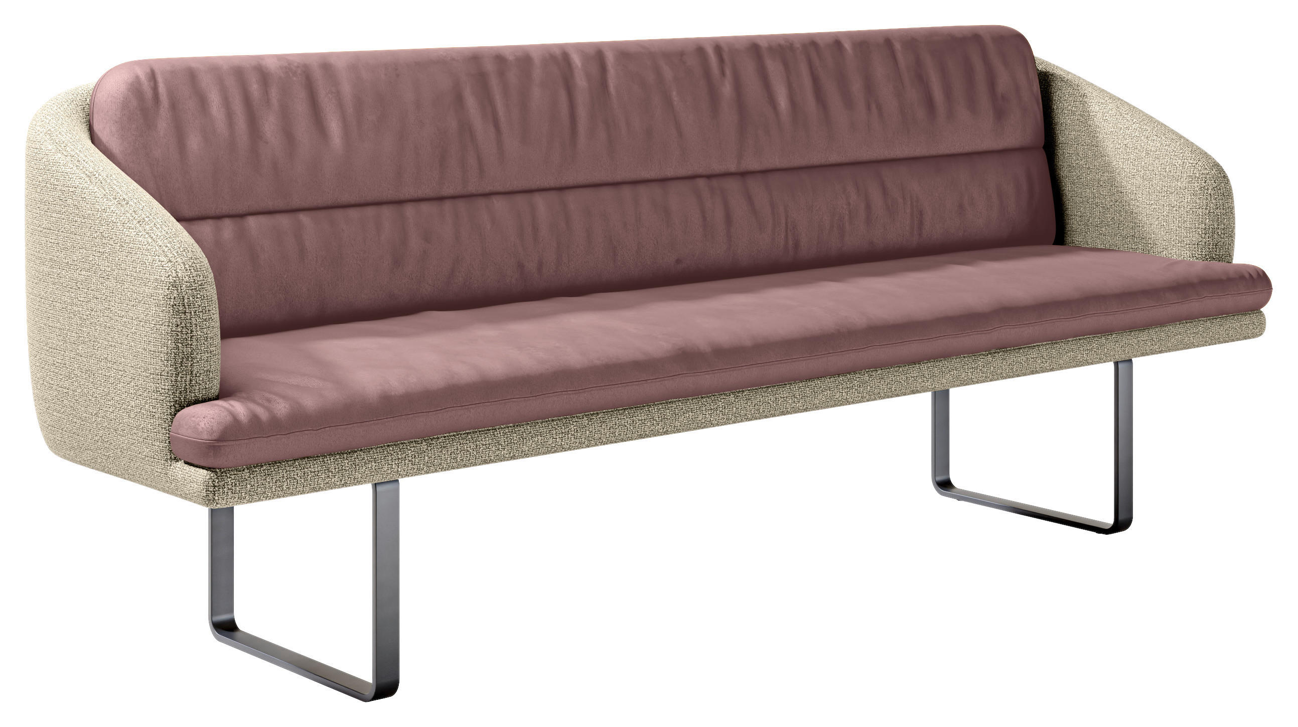 SITZBANK Textil Rosa, Beige  - Beige/Schwarz, Design, Textil/Metall (255/89/68cm) - Dieter Knoll