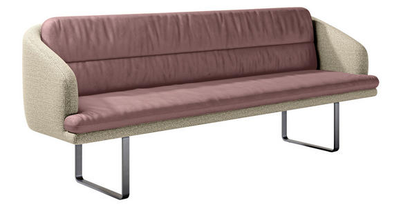 SITZBANK 255/89/68 cm Velours, Flachgewebe Rosa, Beige Metall  - Beige/Schwarz, Design, Textil/Metall (255/89/68cm) - Dieter Knoll