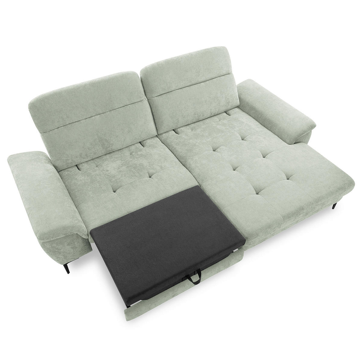ECKSOFA  Webstoff Mintgrün  - Schwarz/Mintgrün, Design, Textil/Metall (268/195cm) - Livetastic