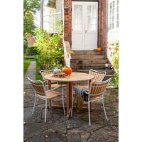 GARTENSTUHL in Holz Teakfarben, Weiß Hochglanz  - Weiß Hochglanz/Teakfarben, KONVENTIONELL, Holz/Metall (58,5/78/56,5cm) - Gardenson