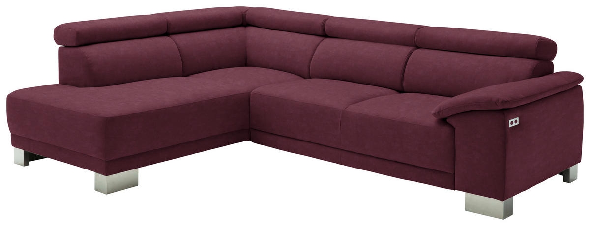 ECKSOFA in Mikrofaser Beere  - Chromfarben/Beere, Design, Holz/Textil (205/270cm) - Pure Home Lifestyle