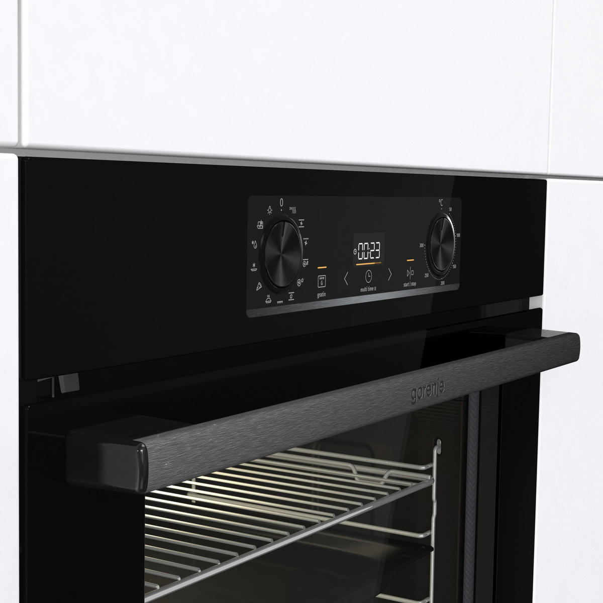 BACKOFENSET Black Pepper PSIbB  - Schwarz, Basics, Glas/Metall (60/60/54cm) - Gorenje