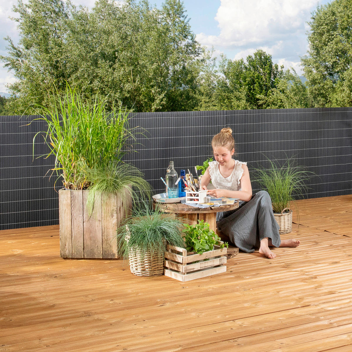 CLONA NA PLOT 300/100 cm  - antracitová, Basics, plast (300/100cm)