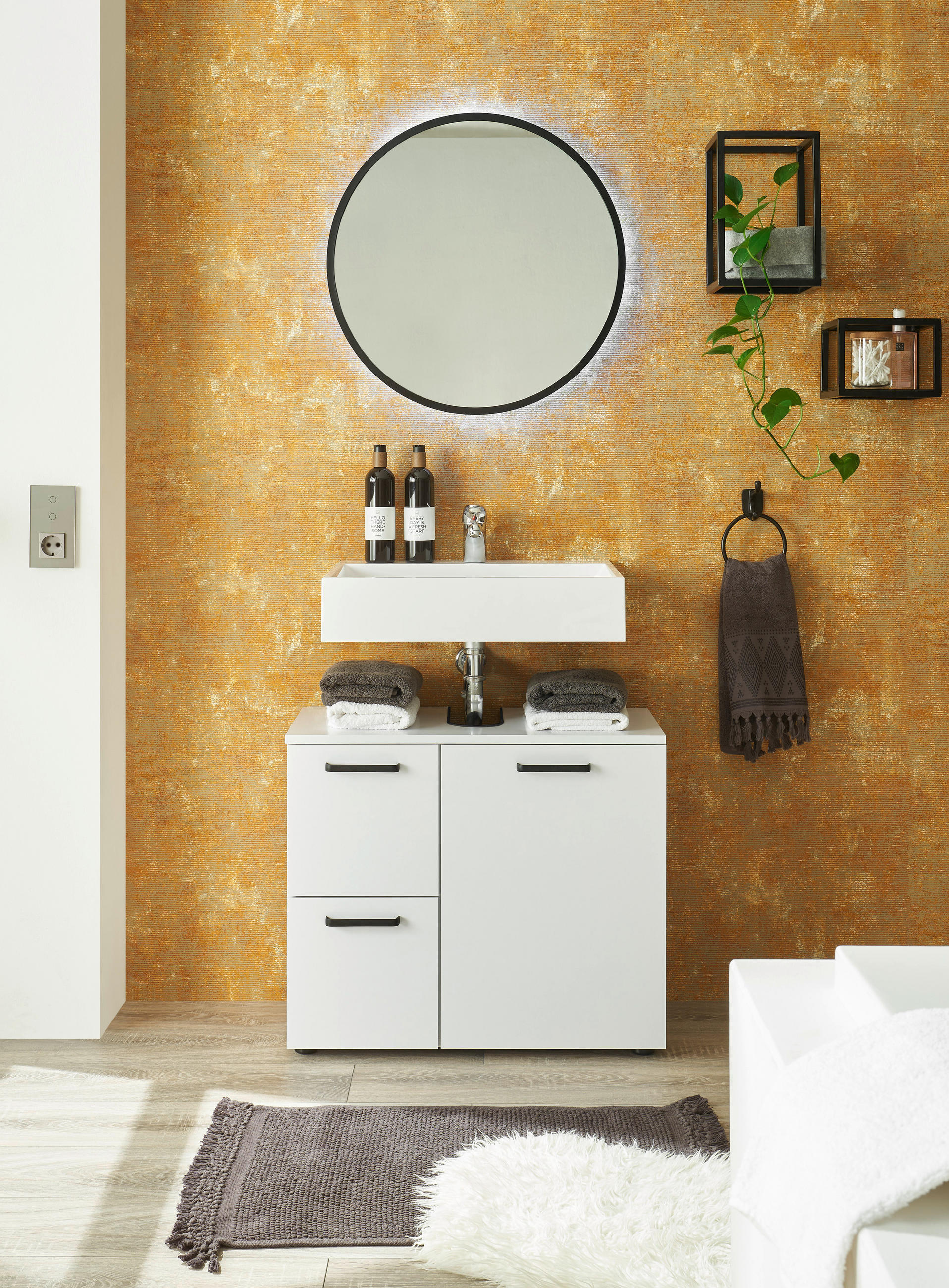 WASCHBECKENUNTERSCHRANK 70/60/35 cm  - Weiss/Schwarz, Modern, Holzwerkstoff/Kunststoff (70/60/35cm) - MID.YOU