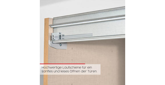 SCHWEBETÜRENSCHRANK 180/223/68 cm 2-türig Weiß, Eichefarben, Chromfarben  - Chromfarben/Eichefarben, Design, Glas/Holz (180/223/68cm) - Novel