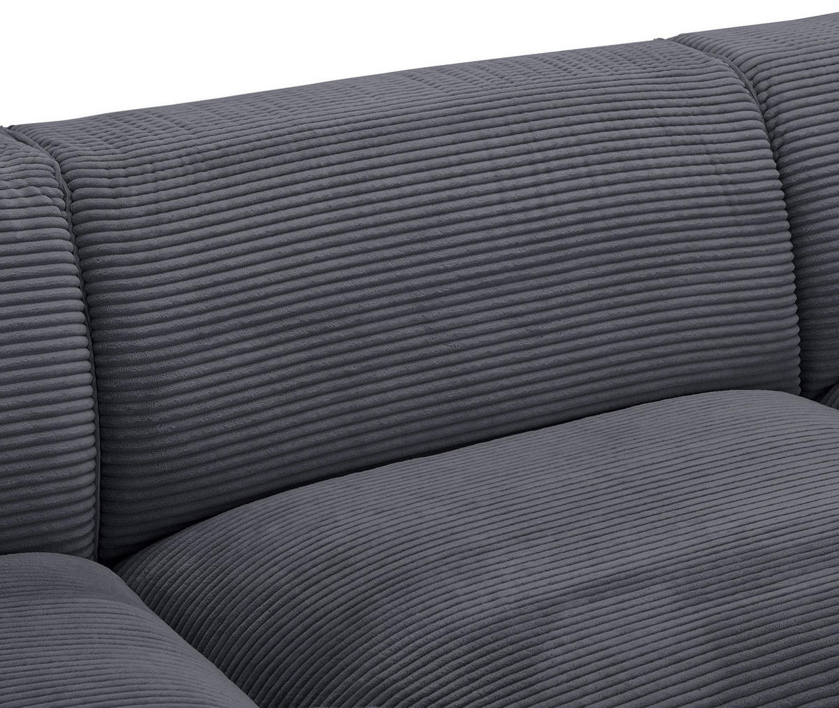 ECKSOFA in Cord Graphitfarben  - Schwarz/Graphitfarben, Design, Kunststoff/Textil (196/303cm) - Livetastic