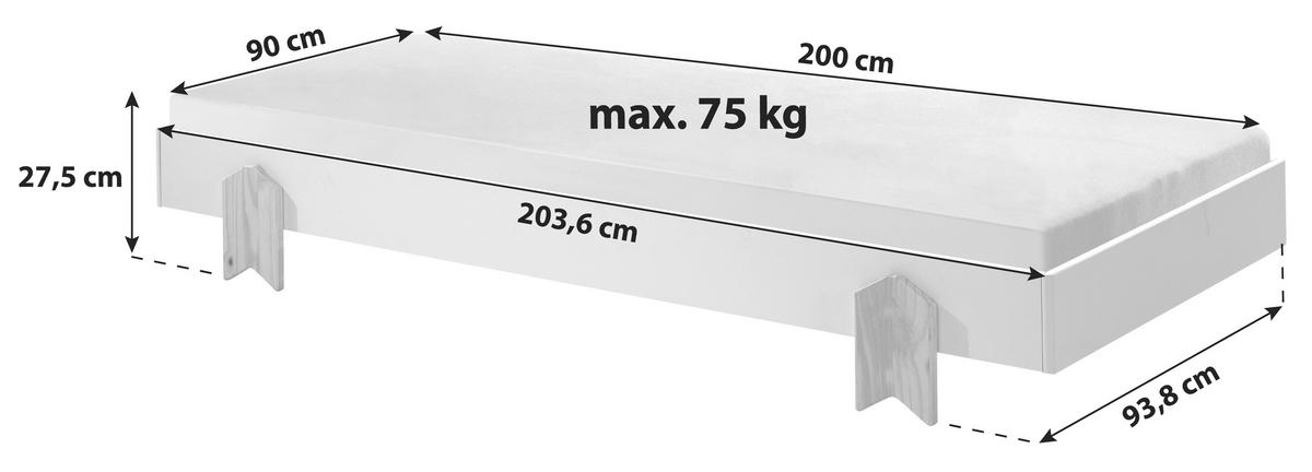 POSTEL PRO DĚTI A MLÁDEŽ, 90/200 cm šedá - barvy borovice/šedá, Moderní, dřevo/kompozitní dřevo (90/200cm) - MID.YOU