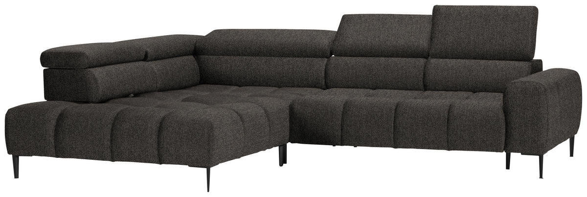 ECKSOFA in Webstoff Graubraun  - Graubraun/Schwarz, Design, Textil/Metall (216/300cm) - Welnova